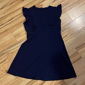 Navy Blue Dress with Ruffle Sleeves